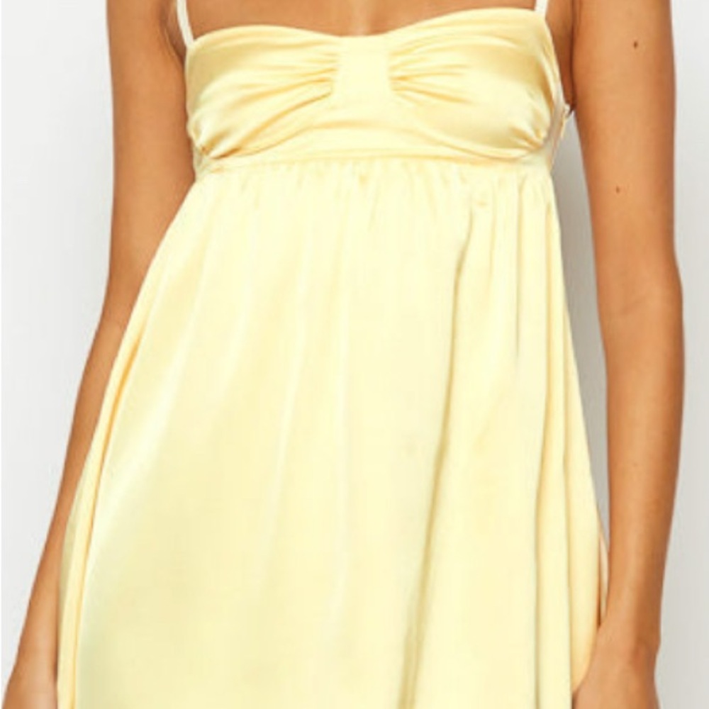 Yellow Satin Silk Mini Dress